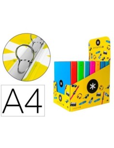 CARPETA LIDERPAPEL ANTARTIK A4 FORRADA 4 ANILLAS 25 MM REDONDAS COLORES SURTIDOS