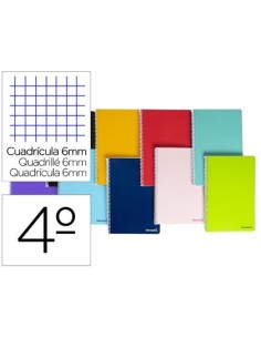 CUADERNO ESPIRAL LIDERPAPEL CUARTO SMART TAPA BLANDA 80H 60GR CUADRO 6MM CON MARGEN COLORES SURTIDOS