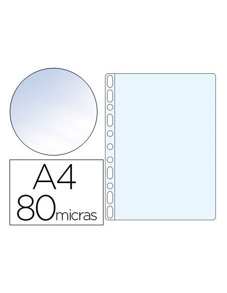 FUNDA MULTITALADRO ESSELTE DIN A4 POLIPROPILENO 80 MC 11 TALADROS CRISTAL CAJA DE 100 UNIDADES