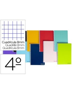 CUADERNO ESPIRAL LIDERPAPEL CUARTO SMART TAPA BLANDA 80H 60GR CUADRO 8MM CON MARGEN COLORES SURTIDOS