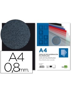 TAPA ENCUADERNACION LIDERPAPEL POLIPROPILENO A4 0.8MM NEGRO OPACO PAQUETE DE 50 UNIDADES