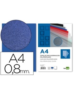 TAPA ENCUADERNACION LIDERPAPEL POLIPROPILENO A4 0.8MM AZUL OPACO PAQUETE DE 50UNIDADES