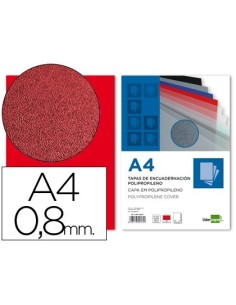 TAPA ENCUADERNACION LIDERPAPEL POLIPROPILENO A4 0.8MM ROJO OPACO PAQUETE DE 50UNIDADES