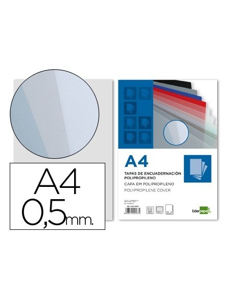 TAPA ENCUADERNACION LIDERPAPEL POLIPROPILENO A4 0.5MM AHUMADA PAQUETE DE 100 UNIDADES