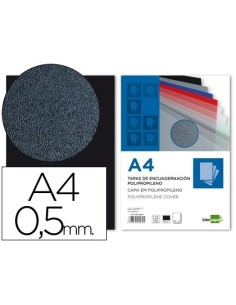 TAPA ENCUADERNACION LIDERPAPEL POLIPROPILENO A4 0.5MM NEGRO OPACO PAQUETE DE 100 UNIDADES