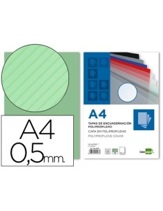 TAPA ENCUADERNACION LIDERPAPEL POLIPROPILENO RAYADO A4 0.5MM VERDE PAQUETE DE 100 UNIDADES