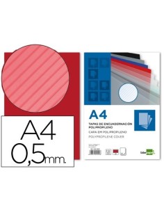 TAPA ENCUADERNACION LIDERPAPEL POLIPROPILENO RAYADO A4 0.5MM ROJO PAQUETE DE 100 UNIDADES