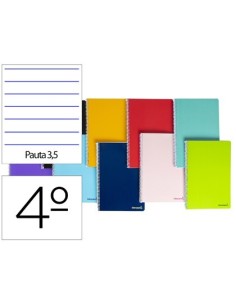 CUADERNO ESPIRAL LIDERPAPEL CUARTO SMART TAPA BLANDA 80H 60GR PAUTA 3,5MM CON MARGEN COLORES SURTIDOS