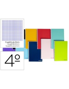CUADERNO ESPIRAL LIDERPAPEL CUARTO SMART TAPA BLANDA 80H 60GR MILIMETRADO 2MM COLORES SURTIDOS