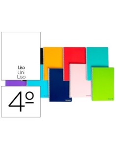 CUADERNO ESPIRAL LIDERPAPEL CUARTO SMART TAPA BLANDA 80H 60GR LISO SIN MARGEN COLORES SURTIDOS