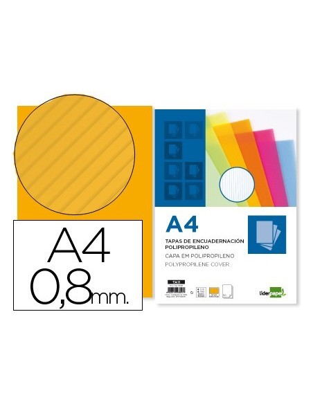 TAPA ENCUADERNACION LIDERPAPEL POLIPROPILENO ONDULADO A4 0.8 MM NARANJA PAQUETE DE 50 UNIDADES
