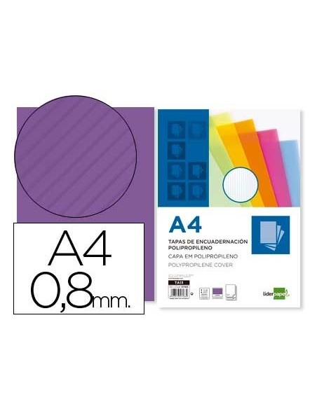 TAPA ENCUADERNACION LIDERPAPEL POLIPROPILENO ONDULADO A4 0.8 MM VIOLETA PAQUETE DE 50 UNIDADES