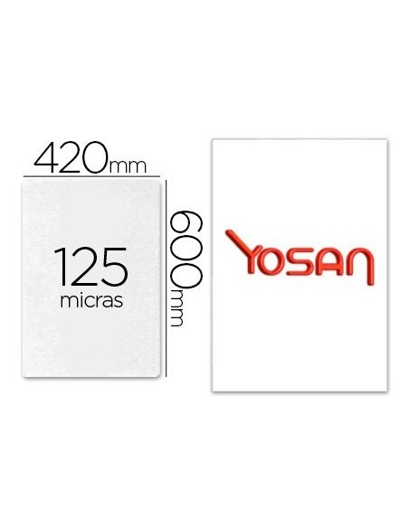 BOLSA DE PLASTIFICAR YOSAN BRILLO 420 X 600 MM 125 MC DIN A2 CAJA DE 100 UNIDADES