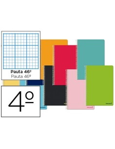 CUADERNO ESPIRAL LIDERPAPEL CUARTO SMART TAPA BLANDA 80H 60GR RAYADO N.46 COLORES SURTIDOS