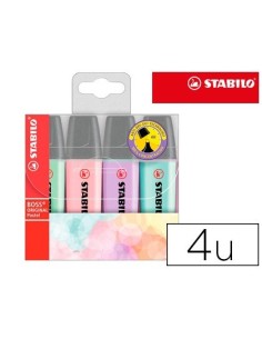 ROTULADOR STABILO BOSS PASTEL FLUORESCENTE 70 ESTUCHE DE 4 UNIDADES SURTIDAS