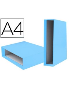 CAJA ARCHIVADOR LIDERPAPEL DE PALANCA CARTON DIN A4 DOCUMENTA LOMO 75 MM CELESTE
