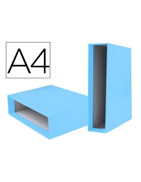 CAJA ARCHIVADOR LIDERPAPEL DE PALANCA CARTON DIN A4 DOCUMENTA LOMO 75 MM CELESTE