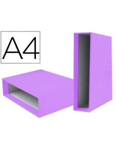 CAJA ARCHIVADOR LIDERPAPEL DE PALANCA CARTON DIN A4 DOCUMENTA LOMO 75 MM LILA