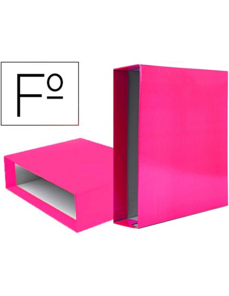 CAJA ARCHIVADOR LIDERPAPEL DE PALANCA CARTON FOLIO DOCUMENTA LOMO 75 MM ROSA