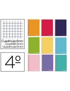 CUADERNO ESPIRAL LIDERPAPEL CUARTO WITTY TAPA DURA 80H 75GR CUADRO 6MM CON MARGEN COLORES SURTIDOS