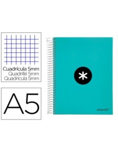 CUADERNO ESPIRAL LIDERPAPEL A5 MICRO ANTARTIK TAPA FORRADA120H 100 GR CUADRO 5 MM 5 BAND6 TALADROS COLOR MENTA