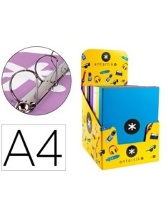 CARPETA 4 ANILLAS 40 MM MIXTAS LIDERPAPEL ANTARTIK A4 FORRADA COLORES SURTIDOS