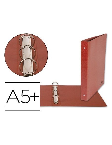 CARPETA DE 4 ANILLAS 25MM REDONDAS LIDERPAPEL CUARTO CARTON CUERO