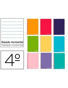 CUADERNO ESPIRAL LIDERPAPEL CUARTO WITTY TAPA DURA 80H 75GR RAYADO HORIZONTAL 8MM CON MARGEN COLORES SURTIDOS