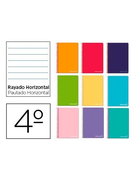 CUADERNO ESPIRAL LIDERPAPEL CUARTO WITTY TAPA DURA 80H 75GR RAYADO HORIZONTAL 8MM CON MARGEN COLORES SURTIDOS