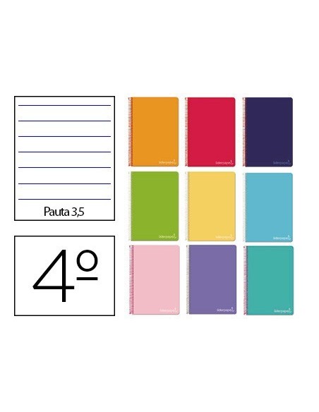 CUADERNO ESPIRAL LIDERPAPEL CUARTO WITTY TAPA DURA 80H 75GR PAUTA ANCHA 3,5MM CON MARGEN COLORES SURTIDOS