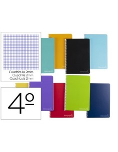 CUADERNO ESPIRAL LIDERPAPEL CUARTO WITTY TAPA DURA 80H 75GR MILIMETRADO 2MM COLORES SURTIDOS