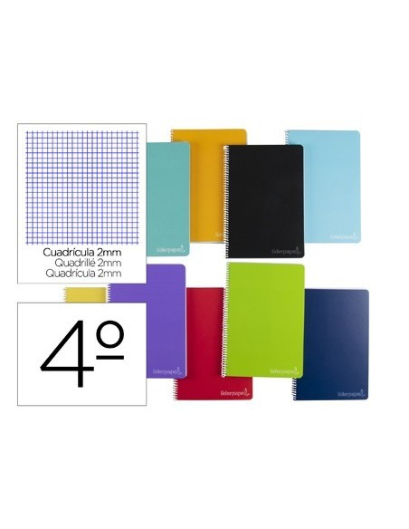 CUADERNO ESPIRAL LIDERPAPEL CUARTO WITTY TAPA DURA 80H 75GR MILIMETRADO 2MM COLORES SURTIDOS