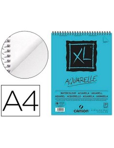 BLOC DIBUJO ACUARELA CANSON XL AQUARELLE GRANO FINO DIN A4 MICROPERFORADO ESPIRAL 21X29,7 CM 30 HOJAS 300 GR