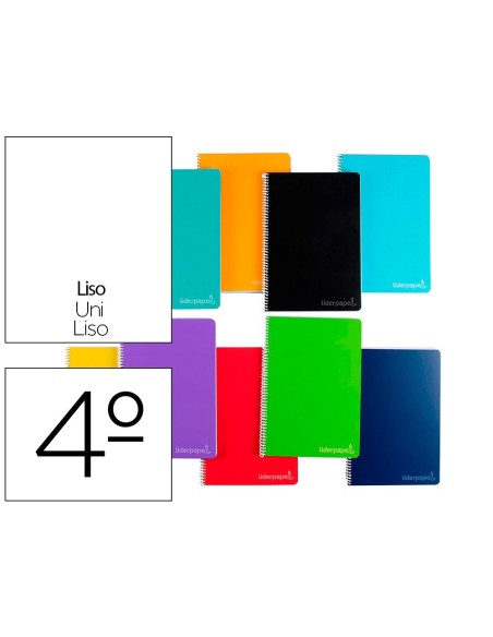 CUADERNO ESPIRAL LIDERPAPEL CUARTO WITTY TAPA DURA 80H 75GR LISO SIN MARGEN COLORES SURTIDOS