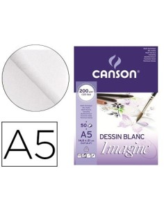 BLOC DIBUJO MULTITECNICAS CANSON IMAGINE DIN A5 ENCOLADO LISO 14,8X21 CM 50 HOJAS 200 GR