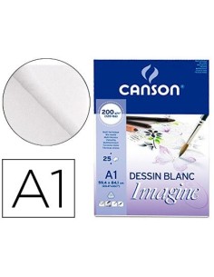 BLOC DIBUJO MULTITECNICAS CANSON IMAGINE DIN A1 ENCOLADO LISO 59,4X84,1 CM 25 HOJAS 200 GR