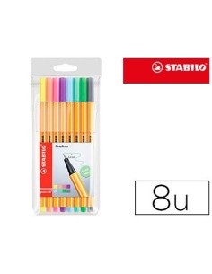 ROTULADOR STABILO PUNTA DE FIBRA POINT 88 ESTUCHE DE 8 COLORES SURTIDOS PASTEL