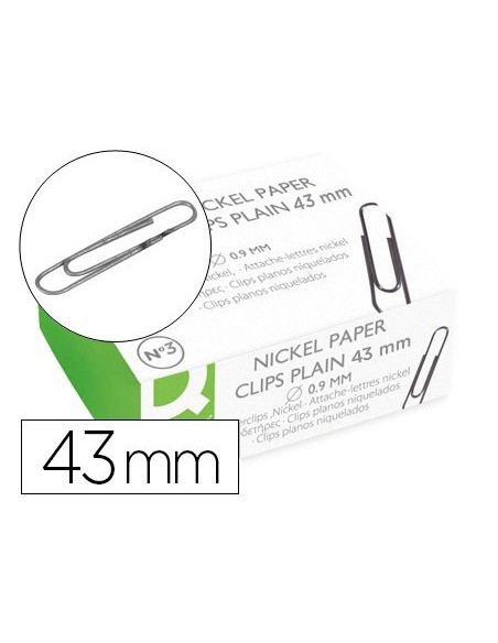 CLIPS NIQUELADOS Q-CONNECT N.3 43 MM CAJA DE 100 UNIDADES