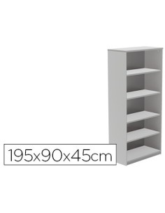ARMARIO ROCADA CON CUATRO ESTANTES SERIE STORE 195X90X45 CM ACABADO GRIS AB02