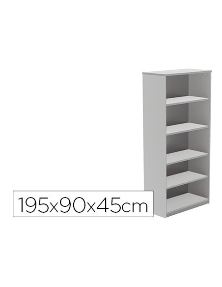 ARMARIO ROCADA CON CUATRO ESTANTES SERIE STORE 195X90X45 CM ACABADO GRIS AB02