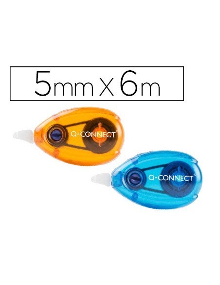 CORRECTOR Q-CONNECT CINTA BLANCO 5 MM X 6 M BLISTER 2 UNIDADES AZUL Y NARANJA