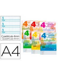 LIBRETA LIDERPAPEL PAUTAGUIA TAPA CARTONCILLO 32 HOJAS DIN A4 70 GR CUADRICULADO PAUTADO 4 MM