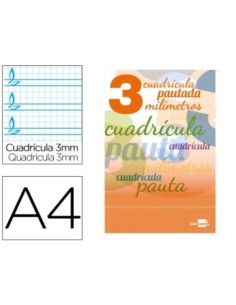 LIBRETA LIDERPAPEL PAUTAGUIA TAPA CARTONCILLO 32 HOJAS DIN A4 70 GR CUADRICULADO PAUTADO 3 MM