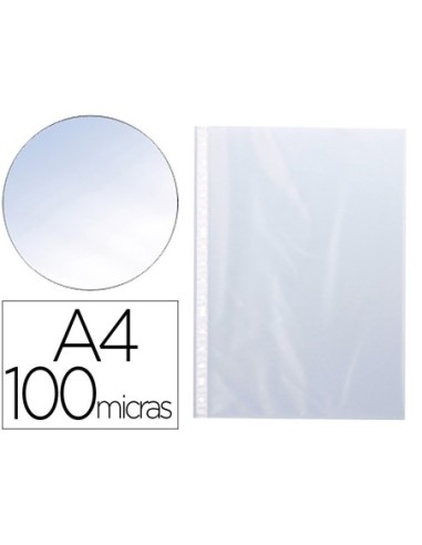 FUNDA MULTITALADRO Q-CONNECT DIN A4 100 MC CRISTAL BOLSA DE 10 UNIDADES