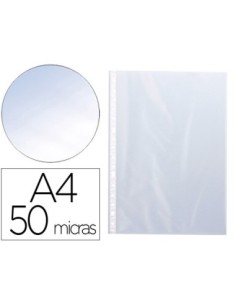 FUNDA MULTITALADRO Q-CONNECT DIN A4 50 MC CRISTAL BOLSA DE 10 UNIDADES