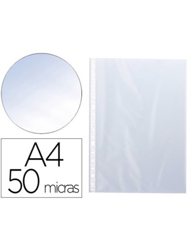 FUNDA MULTITALADRO Q-CONNECT DIN A4 50 MC CRISTAL BOLSA DE 10 UNIDADES