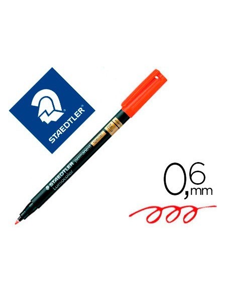 ROTULADOR LUMOCOLOR STAEDTLER RETROPROYECCION PUNTA DE FIBRA PERMANENTE 319-2 ROJO PUNTA FINA REDONDA 0.6 MM