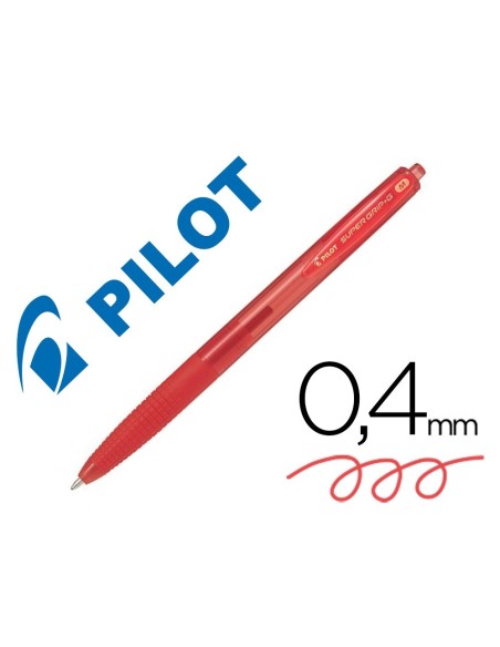 BOLIGRAFO PILOT SUPER GRIP G ROJO RETRACTIL SUJECION DE CAUCHO TINTA BASE DE ACEITE