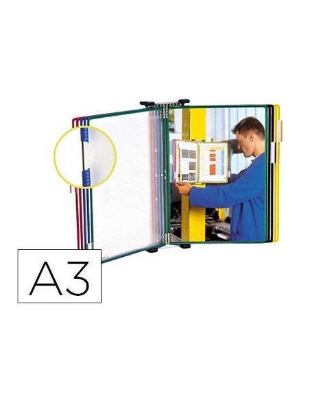 CLASIFICADOR DE PARED METAL CON 10 FUNDAS TAMAÑO A3 COLORES SURTIDOS