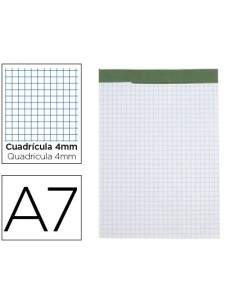 BLOC NOTAS LIDERPAPEL CUADRO 4 MM A7 80 HOJAS 60 G/M2 PERFORADO SIN TAPA